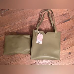 Pixie Mood sage green vegan tote purse with mini bag inside